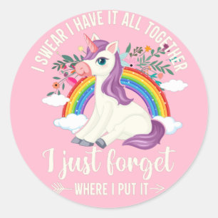 Rainbow Star Unicorn Runder Aufkleber