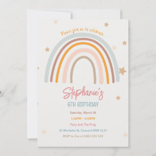 Rainbow Stars Anniversaire Fête Invitation
