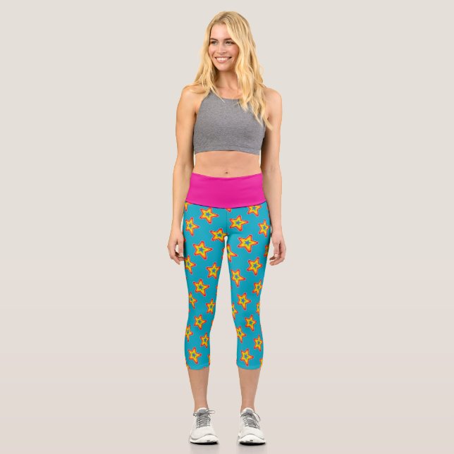 Rainbow Stars Capri Leggings (Vorderseite)