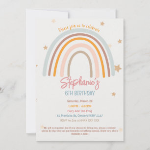 Rainbow Stars Fiver fête Anniversaire Invitation