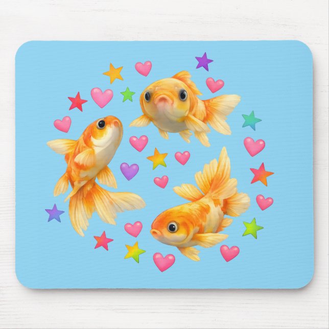 rainbow stars kawaii cute goldfish pet mousepad (Vorne)