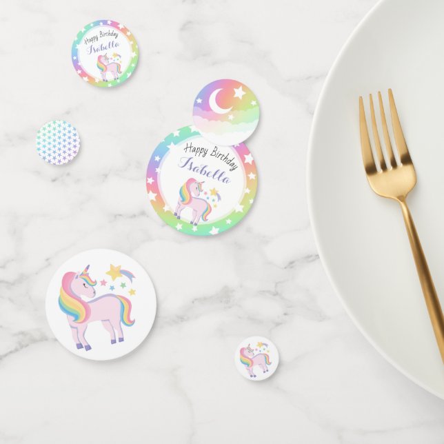 Rainbow Stars & Magical Unicorn Happy Birthday Konfetti (Gruppe)