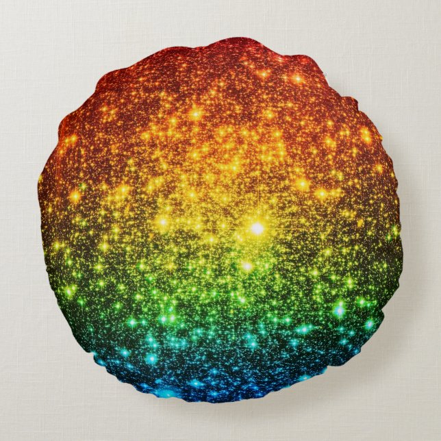 Rainbow Stars Round Coussin (Dos)