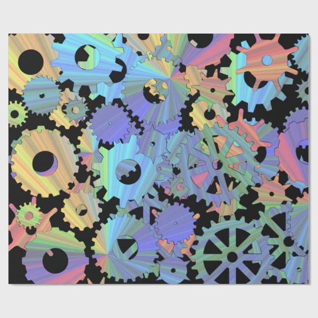 Rainbow-Steampen-Metallgetriebe Kunst Geschenkpapier (Flach)