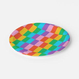 Rainbow Steps Blocks Paper Plate - Fett farbig Pappteller