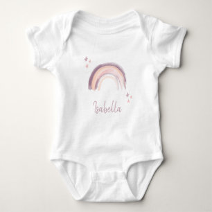 Rainbow & Sterne Boho Gedämpft Rosa Babynamen Baby Strampler