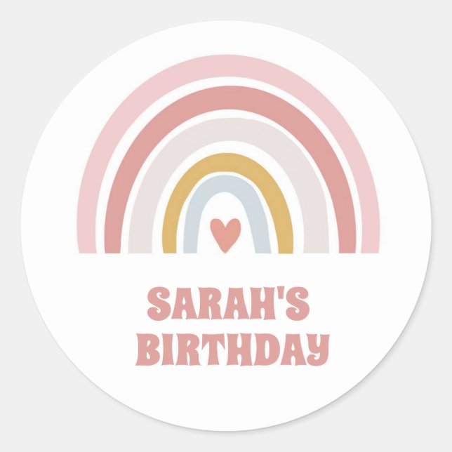 RAINBOW STICKER PASTLE PINK CUSTOM TEXT (Vorderseite)