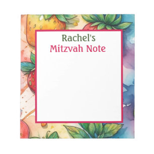 Rainbow Strawberries Mitzvah Note Girls Notepad Notizblock