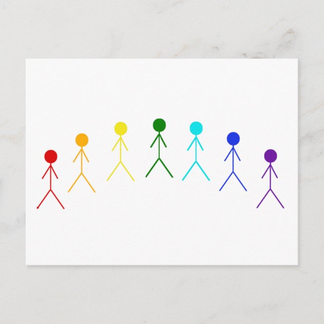 Rainbow-Strichmännchen - 2 Postkarte (Vorderseite)