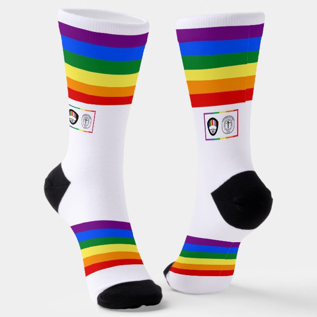 Rainbow Stripe AOSA AWSF Crew Socken (Gewinkelt)