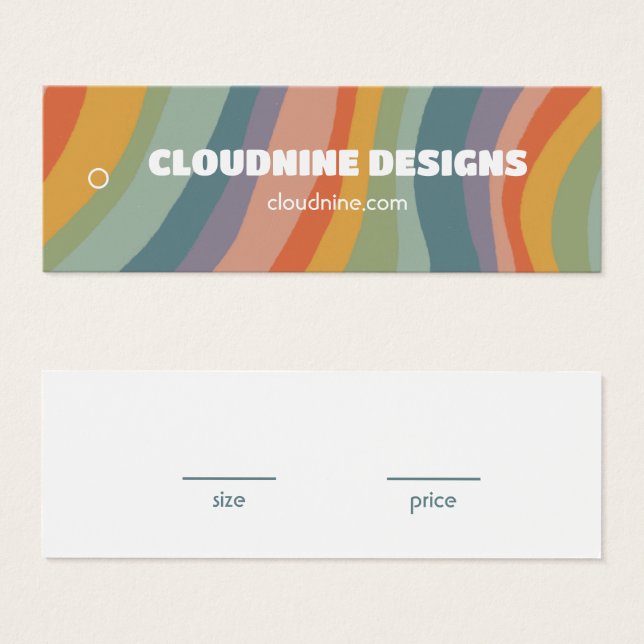 Rainbow Stripe Closing Size Price Hangtag Card (Vorne & Hinten)