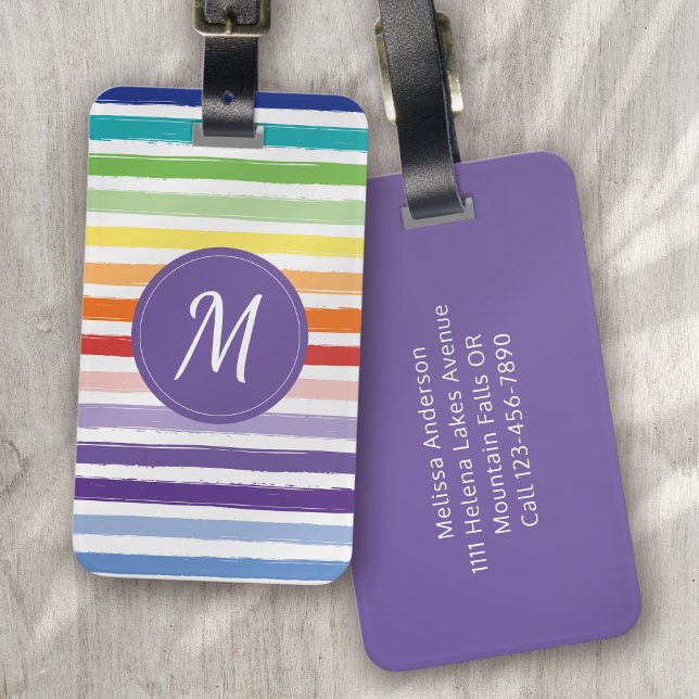 Rainbow Stripe Monogramm Gepäckanhänger (Von Creator hochgeladen)