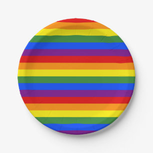 Rainbow Stripe Muster Pride Party Pappteller