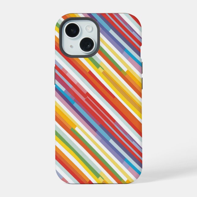 Rainbow Stripe Swirl iPhone 15 Hülle (Rückseite)