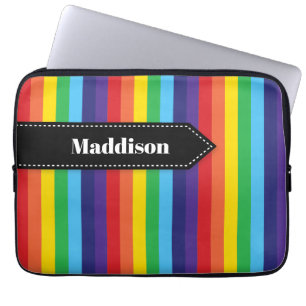 Rainbow Striped Electronics Sieb mit Name Laptopschutzhülle