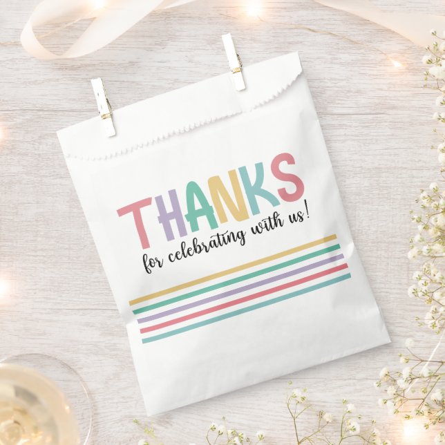 Rainbow Stripes Baby Dusche Dank Geschenktütchen (Ausgeschnitten)