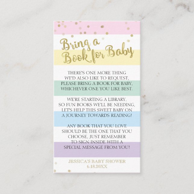 Rainbow Stripes Babydusche bringen eine Beilage Begleitkarte (Vorderseite)