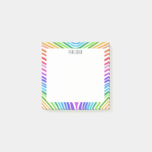 Rainbow Stripes CUSTOM Chic Monogram Personalisier Post-it Klebezettel