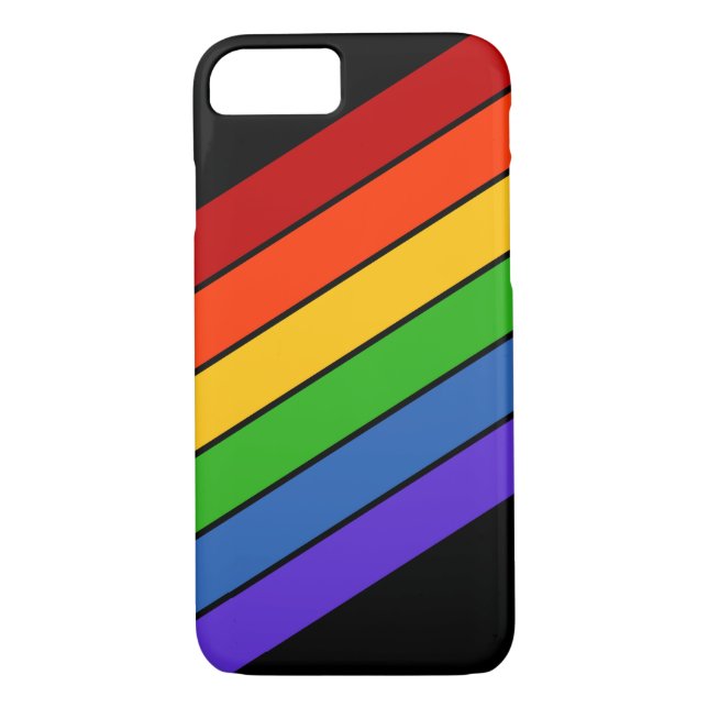 Rainbow Stripes Diagonal Black Case-Mate iPhone Hülle (Rückseite)