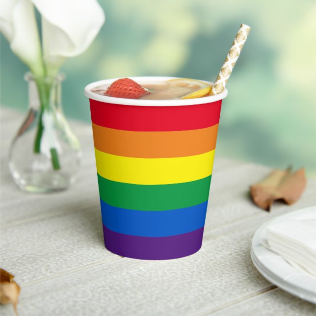 Rainbow Stripes farbig Lgbt Gay Flag Pappbecher (In Situ)