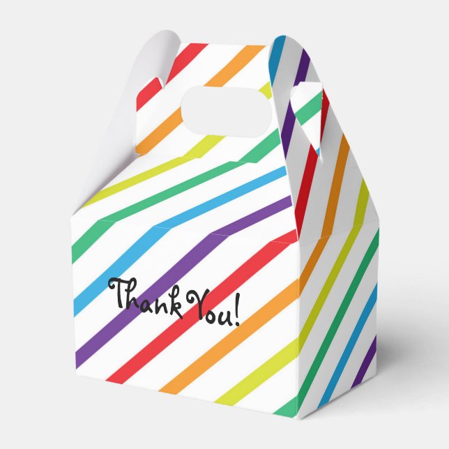 Rainbow Stripes Fun Birthday Party Gefälligkeitsbo Geschenkschachtel (Vorderseite)