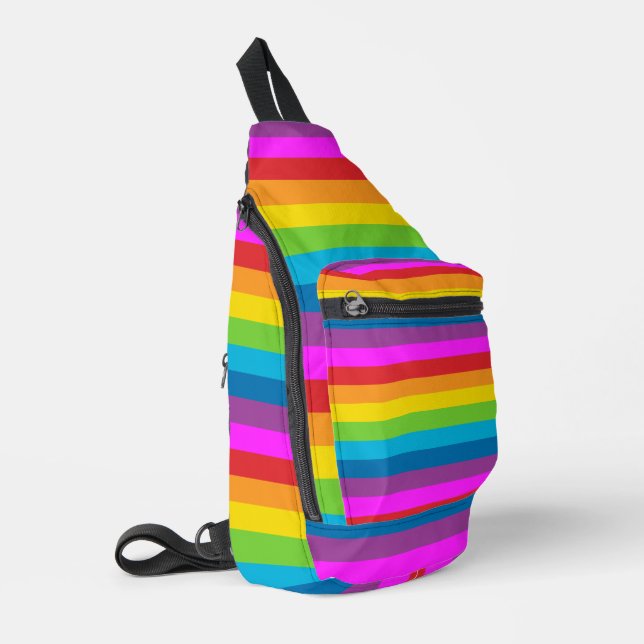 Rainbow Stripes Muster Crossbody Bag (Linke Seite)