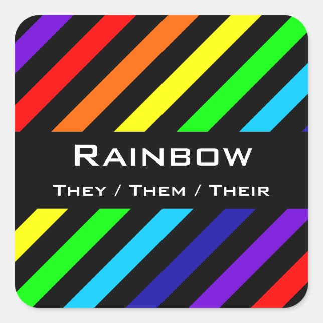 Rainbow Stripes Name / Pronoun Stickers (Vorderseite)