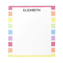 Rainbow Stripes Pastellname | Personalisieren Notizblock