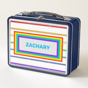 Rainbow Stripes Personalisiert Metall Brotdose