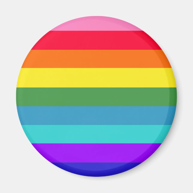 Rainbow Stripes Round Button Magnet (Vorne)