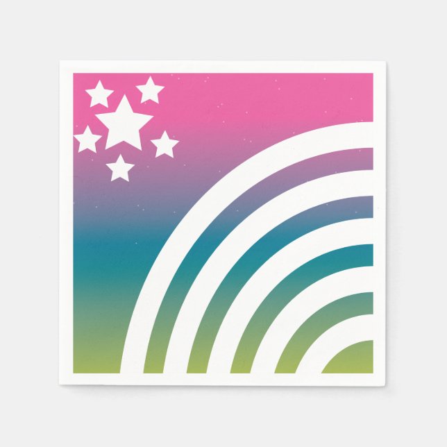 Rainbow Stripes Stars Einhorniges Party Serviette (Vorderseite)