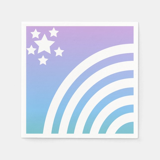 Rainbow Stripes Stars Einhorniges Party Serviette (Vorderseite)