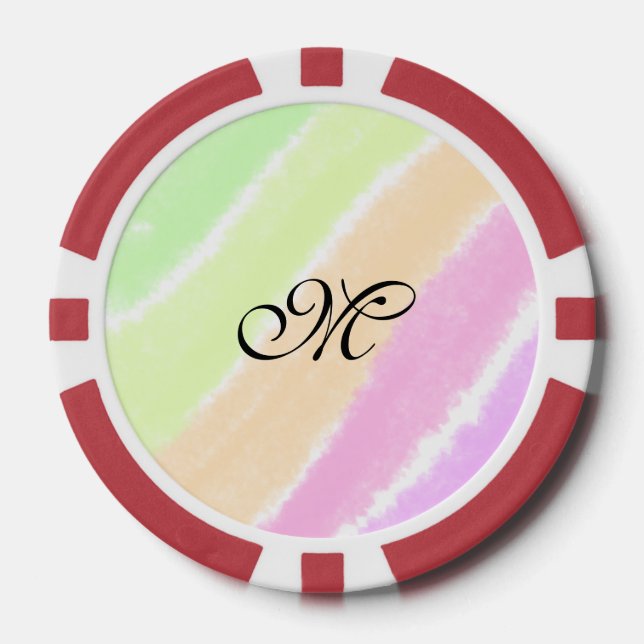 Rainbow Stripeswatercolor-Linien hinzufügen Pokerchips (Vorderseite)