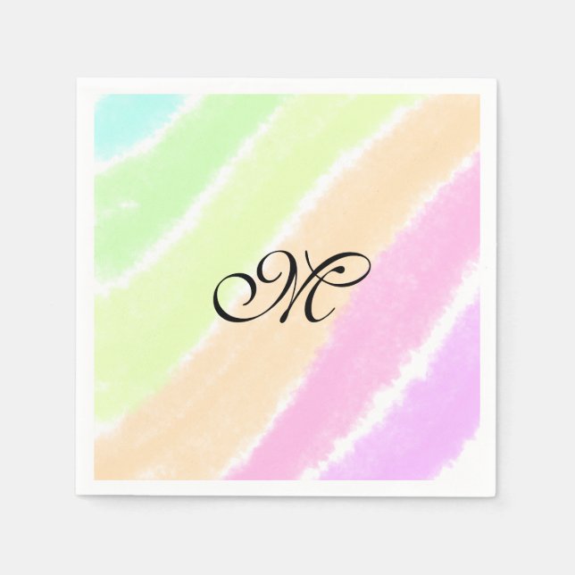 Rainbow Stripeswatercolor-Linien hinzufügen Serviette (Vorderseite)