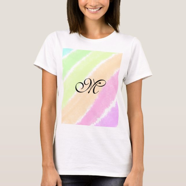 Rainbow Stripeswatercolor-Linien hinzufügen T-Shirt (Vorderseite)