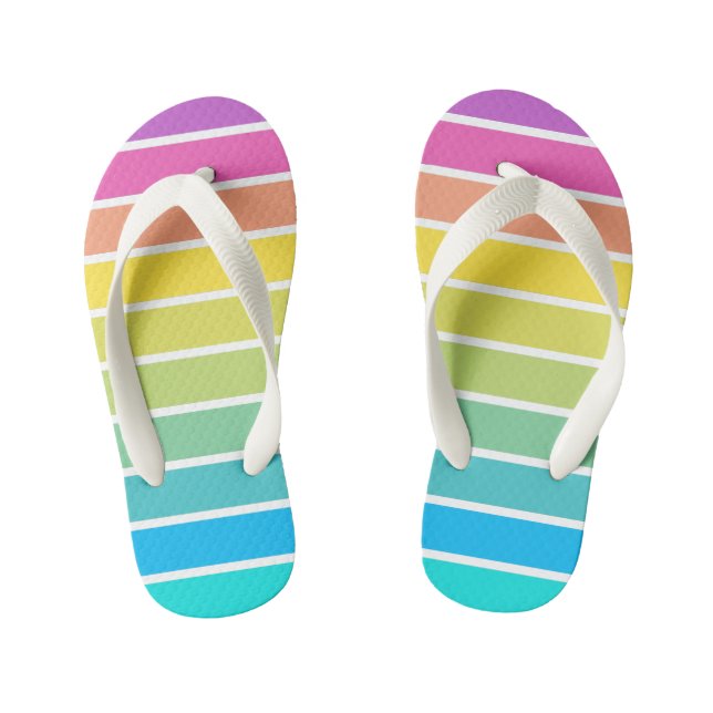 Rainbow Strips Kinderstrandflips Kinderbadesandalen (Fußbett)