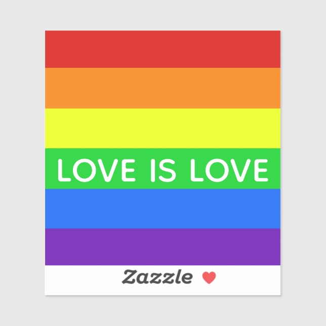 Rainbow Stripte Liebe ist Liebe Gay Pride LGBTQ Aufkleber (Blatt)