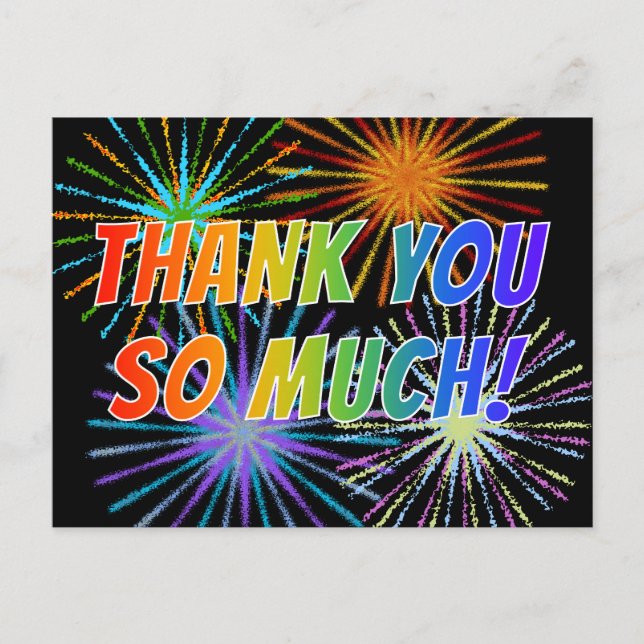 Rainbow Style "DANKE DICH SO VIEL!", Feuerwerke au Postkarte (Vorderseite)
