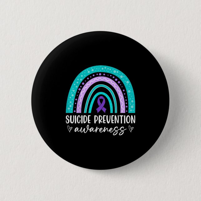 Rainbow Suicide Prevention Awareness Teal &amp; Pu Button (Vorderseite)