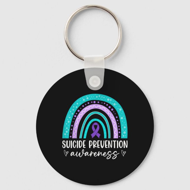 Rainbow Suicide Prevention Awareness Teal Amp Pu  Schlüsselanhänger (Vorderseite)