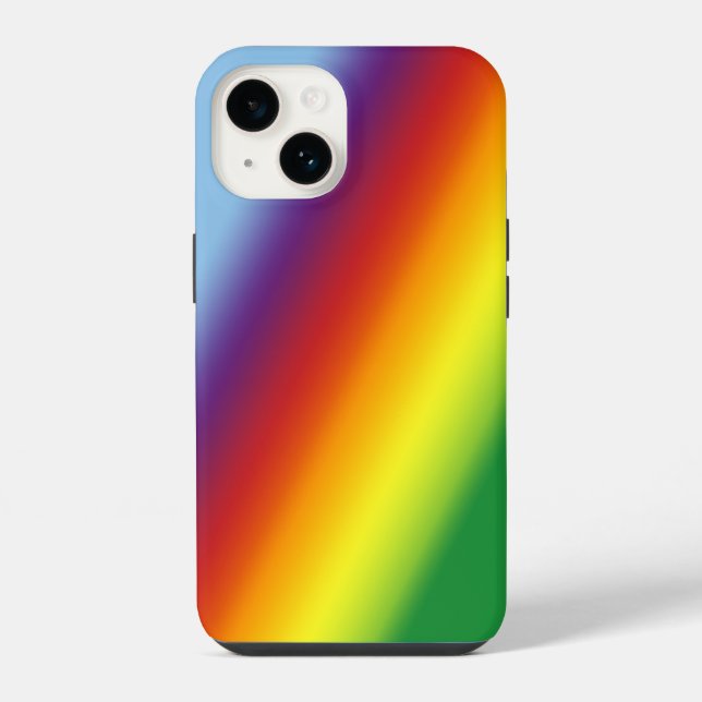 Rainbow Summer Chee in Gradient Stripes iPhone 14 Hülle (Rückseite)