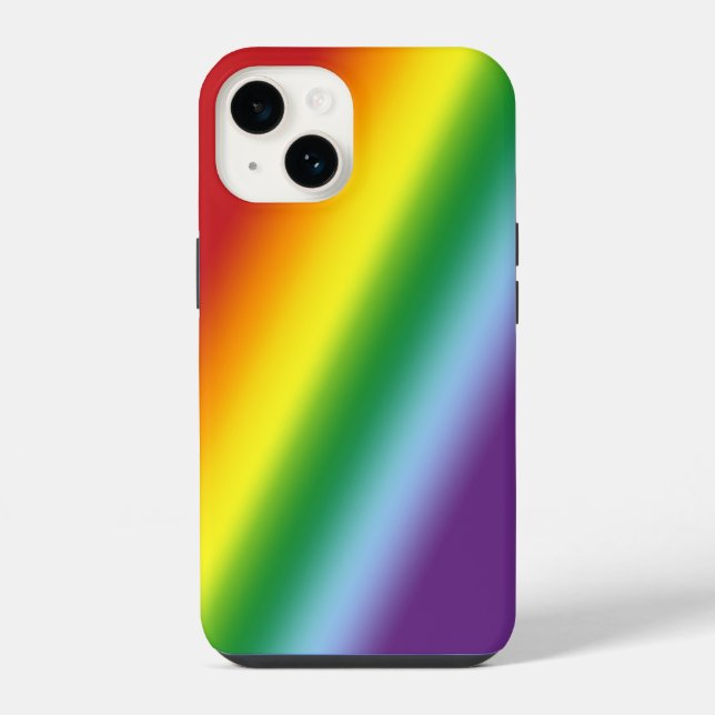 Rainbow Summer Chee in Gradient Stripes iPhone 14 Hülle (Rückseite)