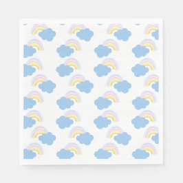 Rainbow Summer Clouds Pastel Scribble Doodle Serviette