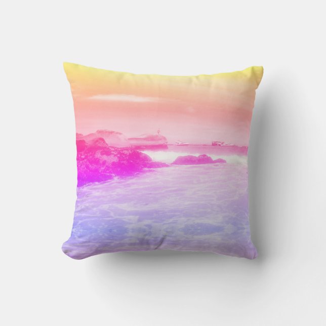Rainbow Summer Sea Beach View Kissen (Vorderseite)