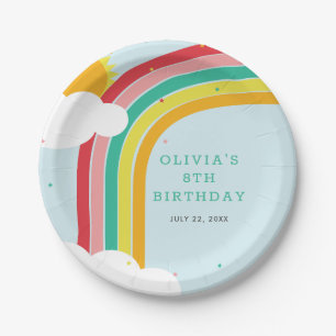 Rainbow, Sun and Clouds Kindergeburt Pappteller
