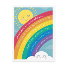Rainbow Sun Happy Cloud zum Geburtstag Einladung
