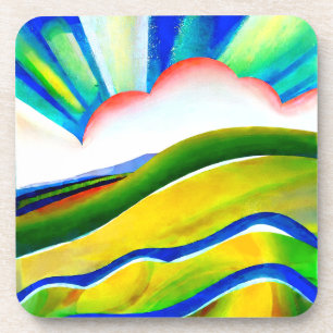 Rainbow Sunburst Landschaft Getränkeuntersetzer