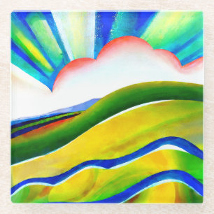Rainbow Sunburst Landschaft Glasuntersetzer