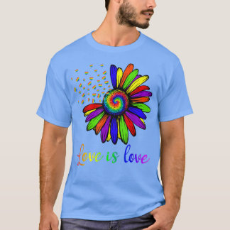 Rainbow Sunflower Liebe is Liebe LGBT Gay Lesbian T-Shirt