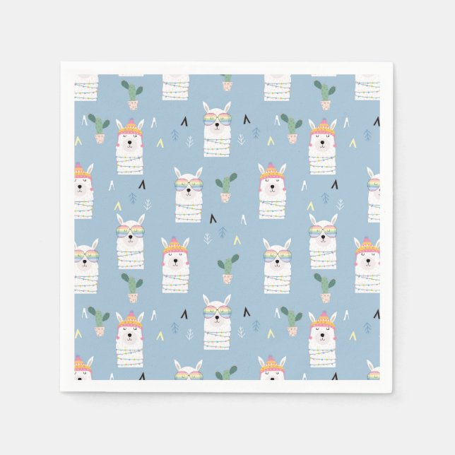 Rainbow Sunglasses Llama Pattern Serviette (Vorderseite)